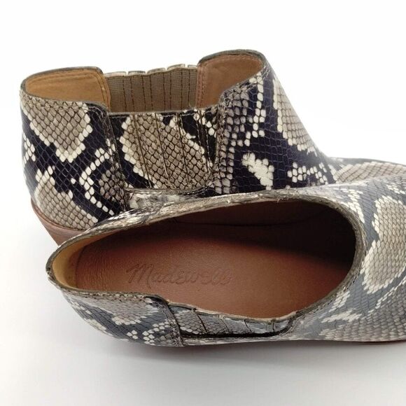 Madewell Sonia Booties Faux Snake Embossed Low Chelsea Leather Boots Size 7.5 - Picture 9 of 12